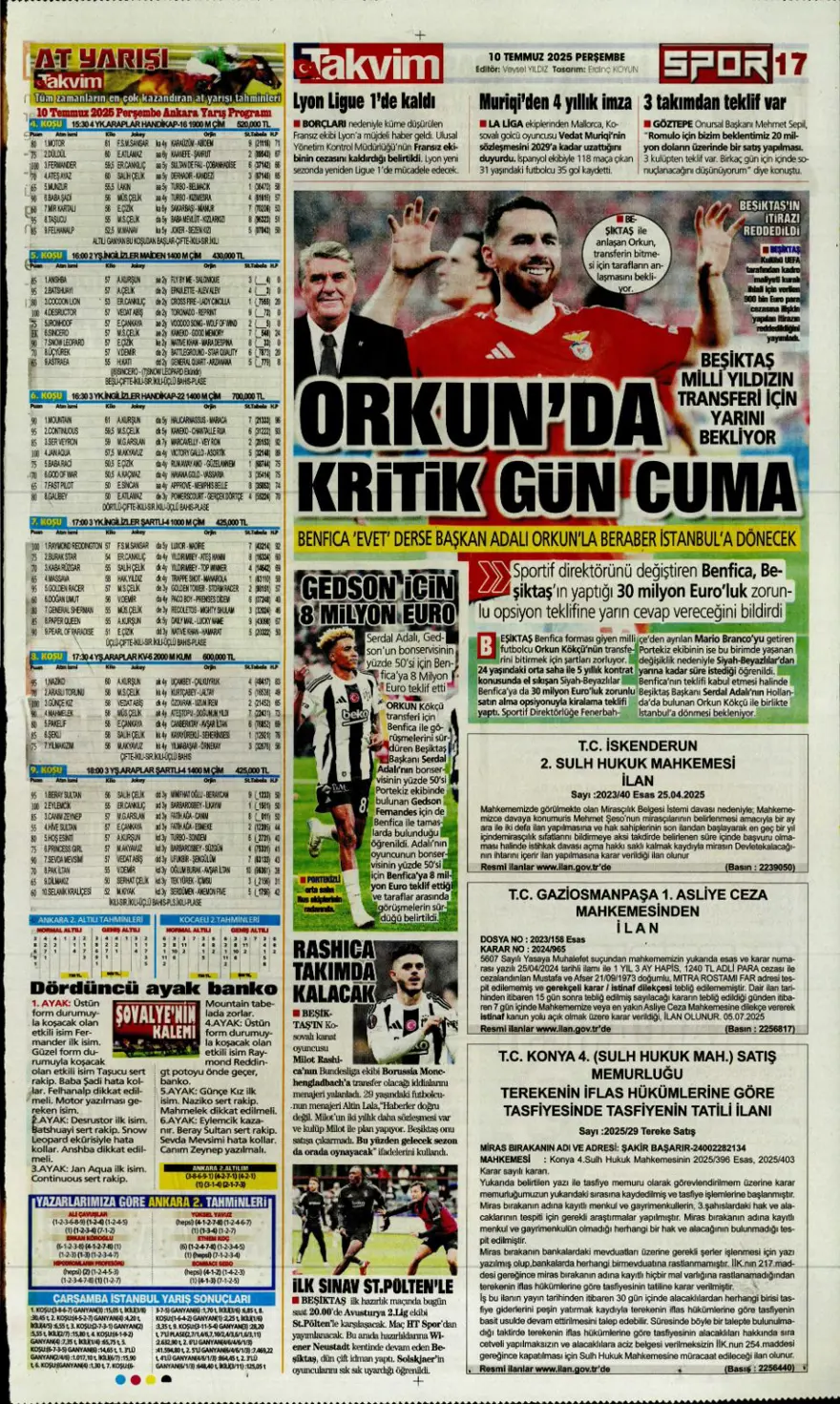 "Fenerbahçe'den Kerem harekatı" (10 Temmuz 2025 spor manşetleri) 21