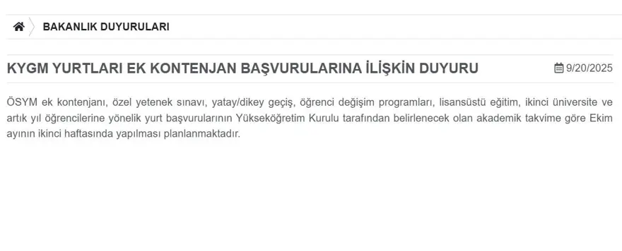 KYK EK YURT BAŞVURULARI NE ZAMAN BAŞLAR? 1