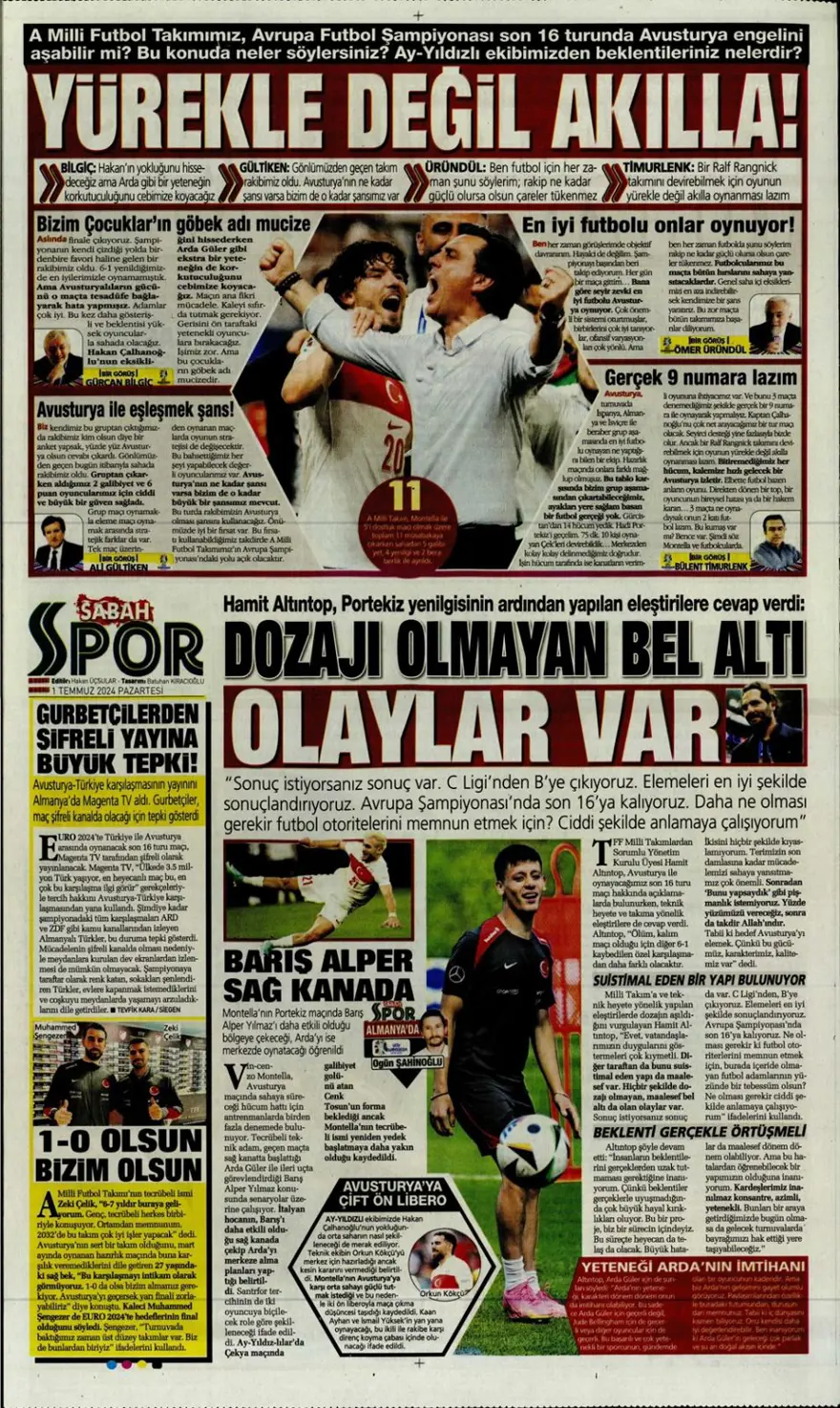 "Türkiye intikam için hevesli" (1 Temmuz 2024 spor manşetleri) 3