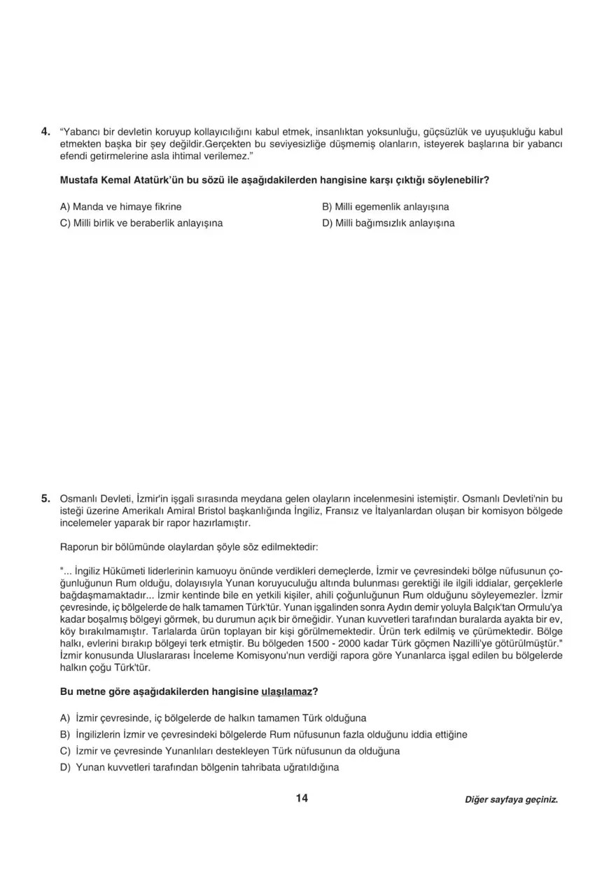 Uğur Okulları LGS-1 sözel deneme sınavı 12