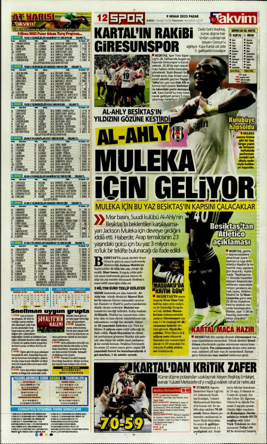 Günün spor manşetleri (9 Nisan 2023) 12