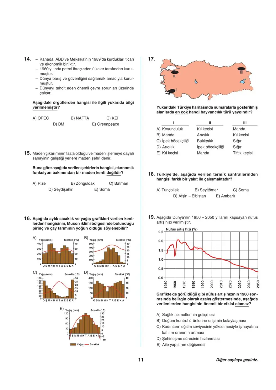 Uğur Okulları AYT -2 deneme sınavı 10