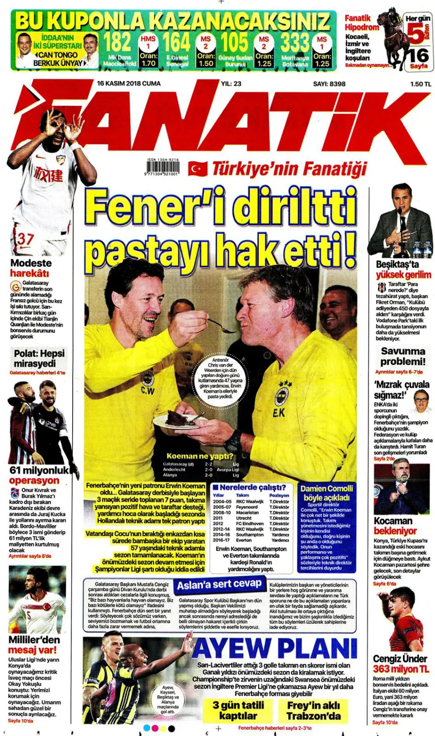 Günün gazete manşetleri - 16 Kasım 2018 16 Günün gazete manşetleri - 16 Kasım 2018 16
