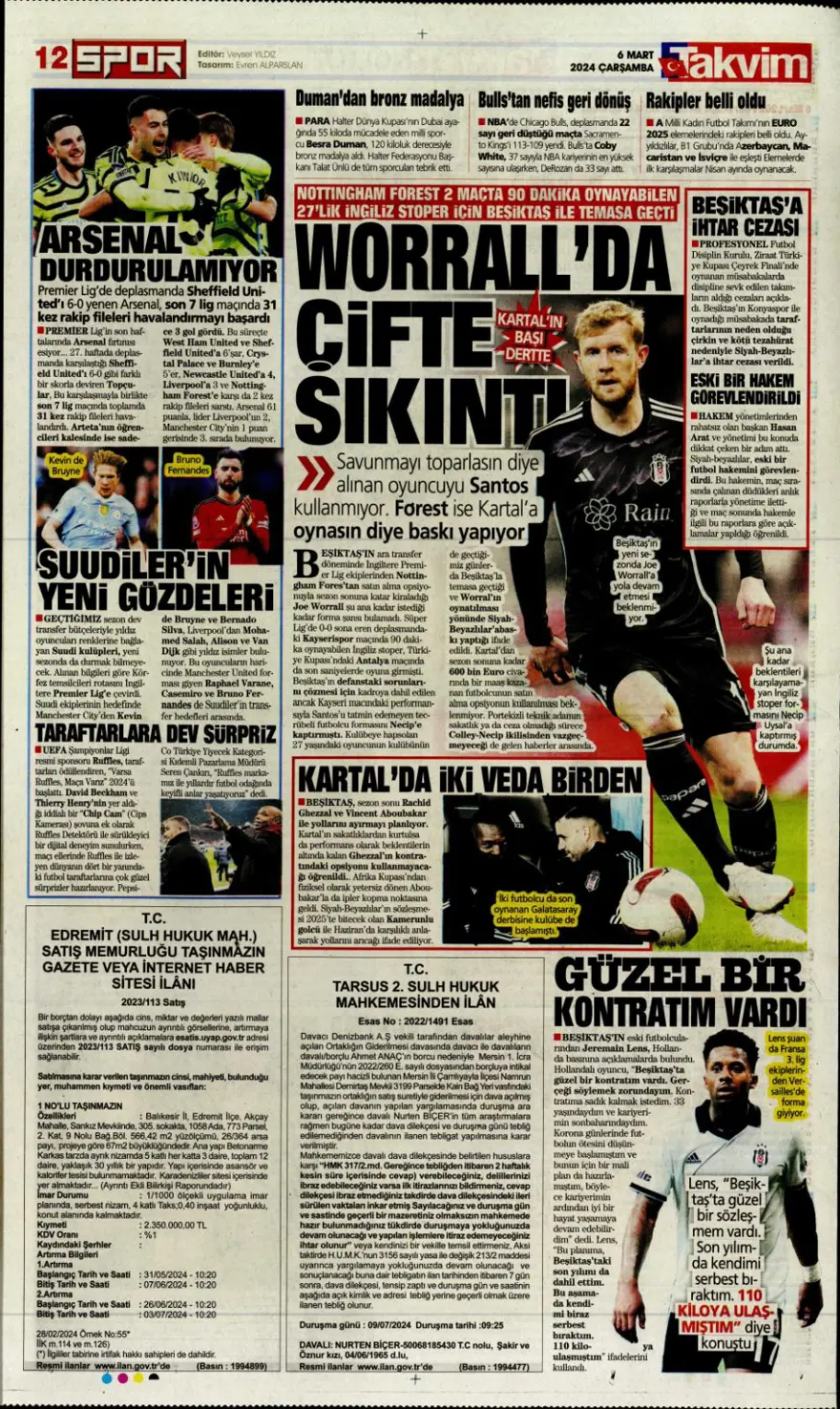 "Transfer planı şimdiden hazır" (6 Mart 2024 spor manşetleri) 11
