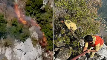 Küre Dağları Milli Parkı'ndaki yangın | Orman işçileri, alevlerden son anda kurtuldu