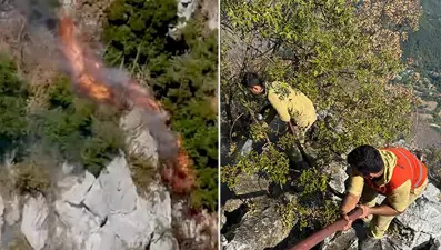 Küre Dağları Milli Parkı'ndaki yangın | Orman işçileri, alevlerden son anda kurtuldu