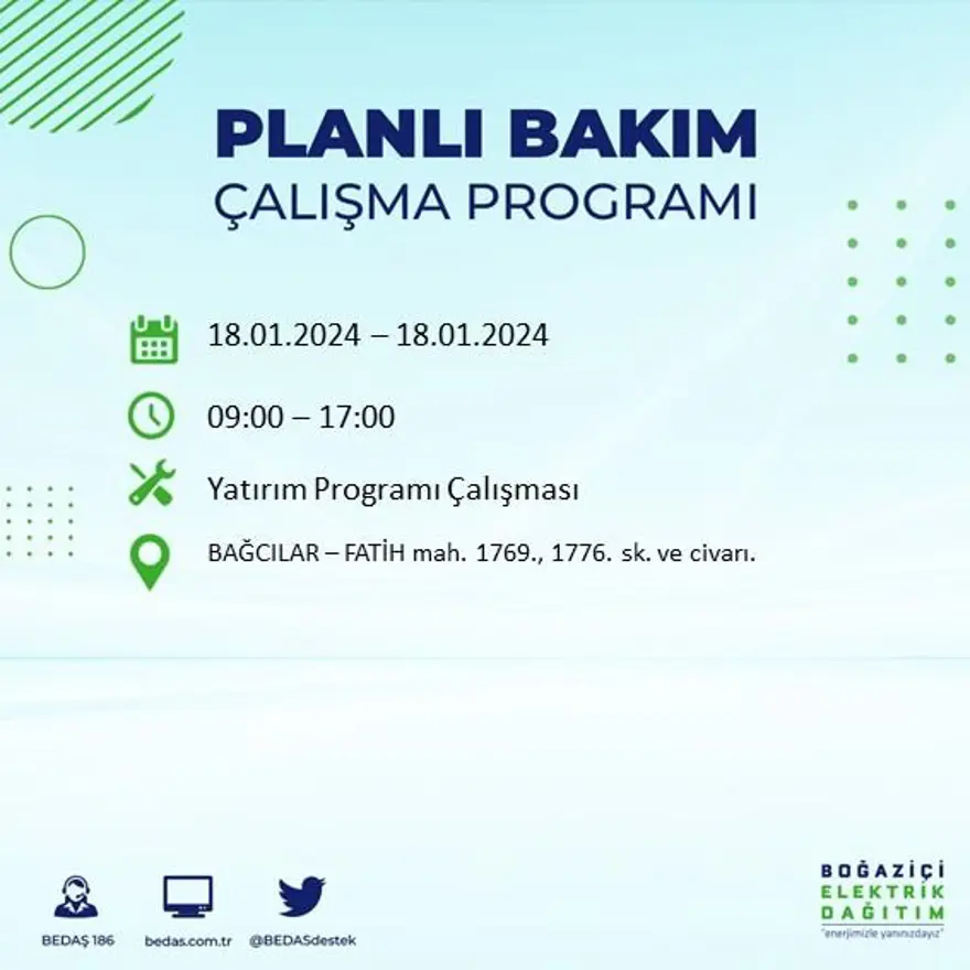 İstanbul'un 17 ilçesinde elektrik kesintisi yaşanacak: Elektrikler ne zaman gelecek? (18 Ocak BEDAŞ kesinti programı) 8