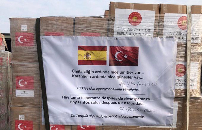Türkiye'den corona virüsle mücadelede İspanya'ya dayanışma mesajı