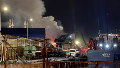 TTK'ye ait liman sahasında yangın