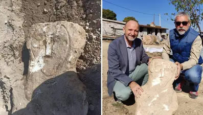 Tarihi mezar taşını bahçe duvarında kullanmışlar