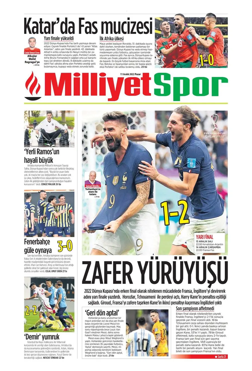 Günün spor manşetleri (11 Aralık 2022) 20