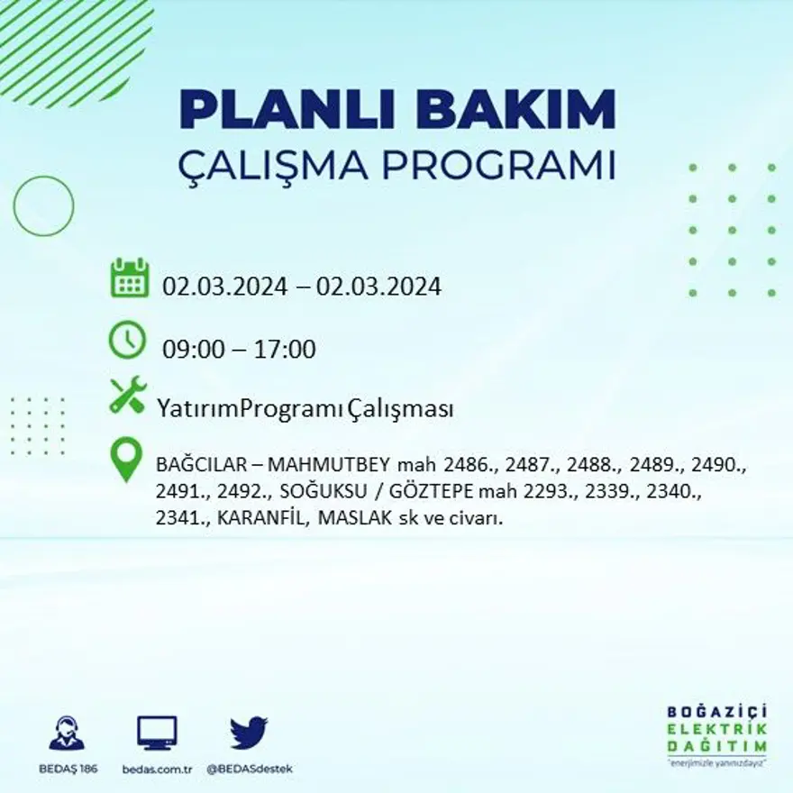 İstanbul'un 12 ilçesinde elektrik kesintisi: Elektrikler ne zaman gelecek? 3 İstanbul'un 12 ilçesinde elektrik kesintisi: Elektrikler ne zaman gelecek? 3