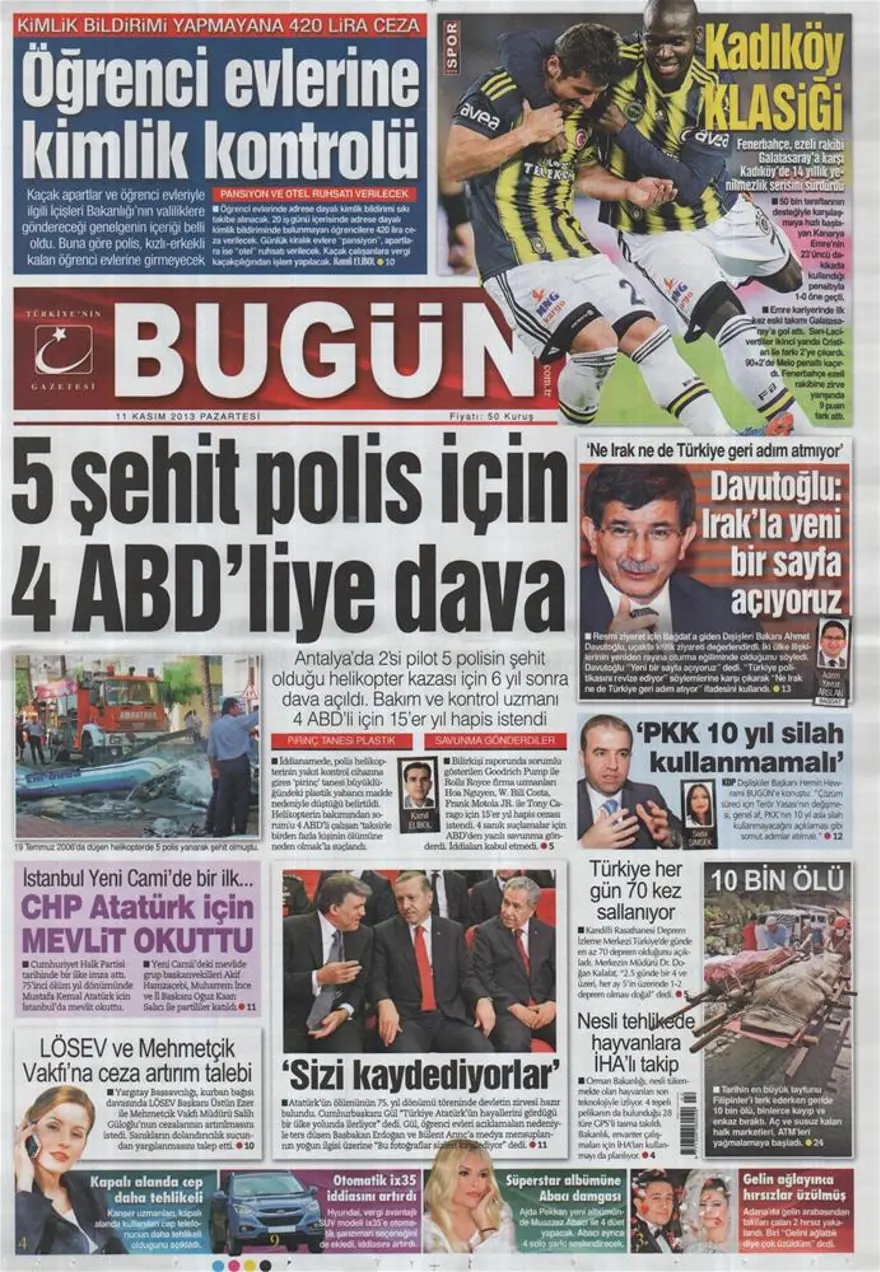 Günün manşetleri - 11 Kasım 13