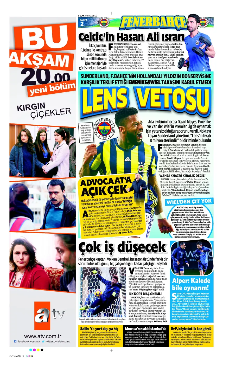 Günün spor manşetleri (09 Ocak 2017) 9