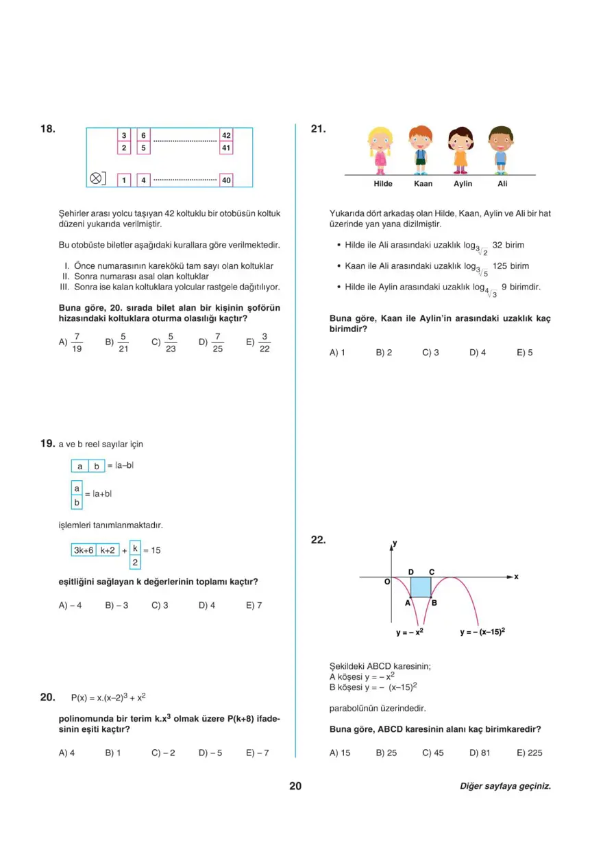 Uğur Okulları AYT -2 deneme sınavı 19
