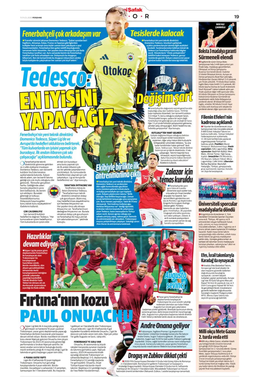 "Aslan'a yeni Mertens" (11 Eylül spor manşetleri) 27