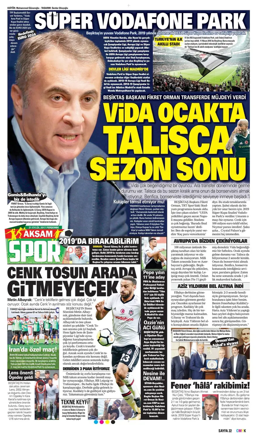Günün spor gazeteleri (21 Eylül 2017) 17