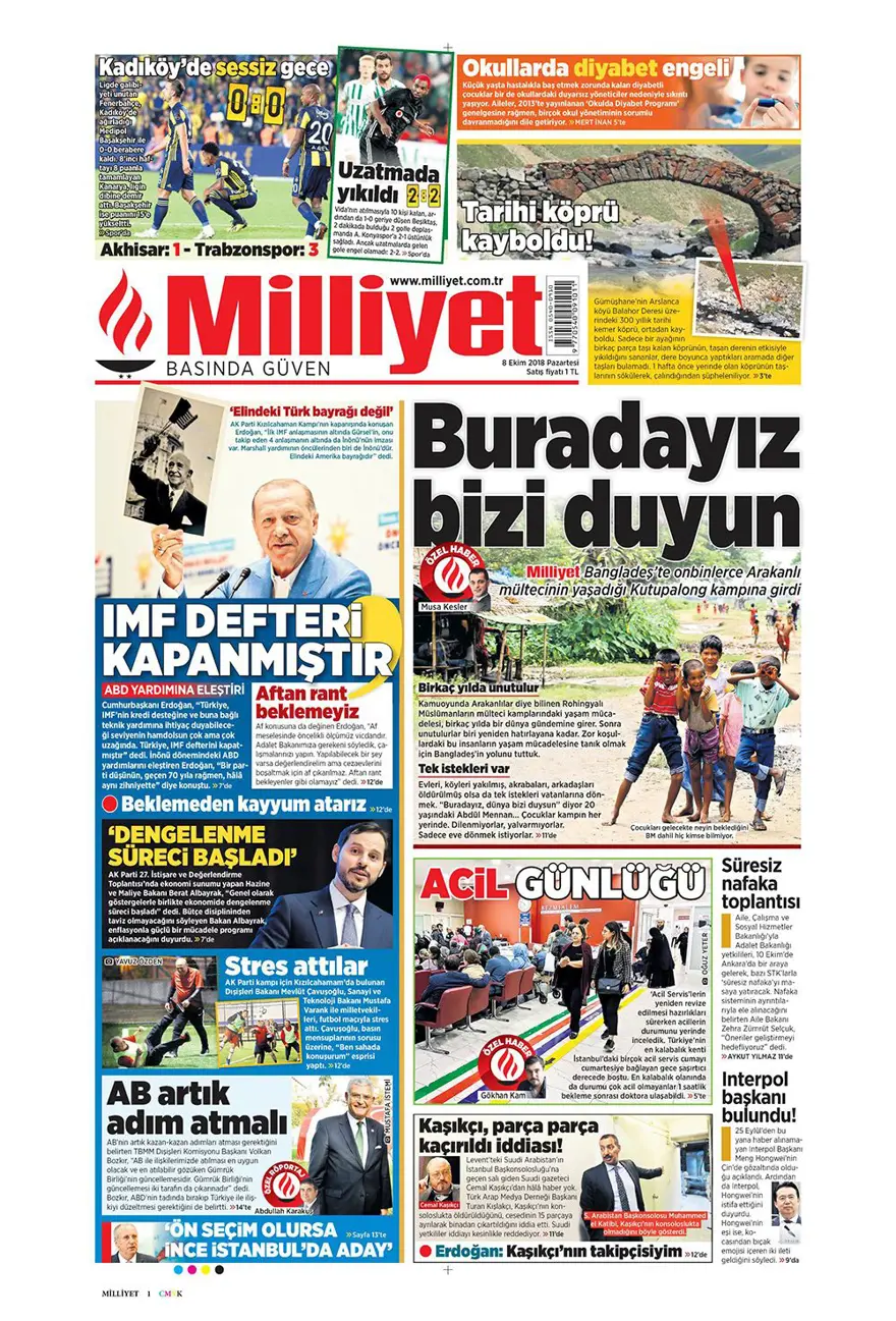 Günün gazete manşetleri - 8 Ekim 2018 3