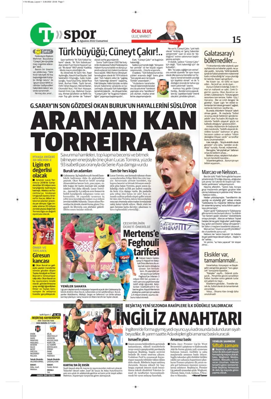 Günün spor manşetleri (6 Ağustos 2022) 18