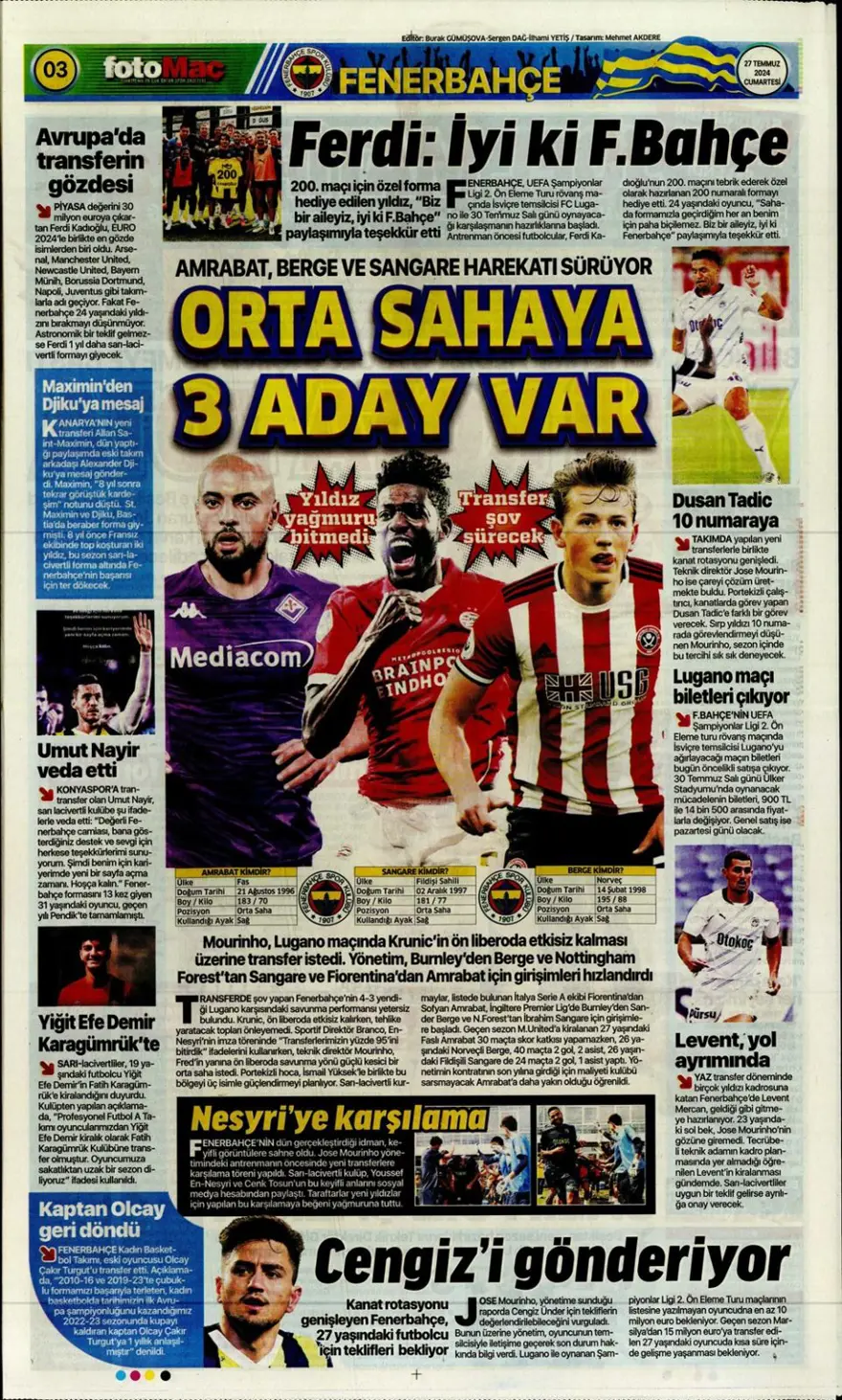 "Kartal'ın yükü 683 milyon TL" (27 Temmuz 2024 spor manşetleri) 4 "Kartal'ın yükü 683 milyon TL" (27 Temmuz 2024 spor manşetleri) 4