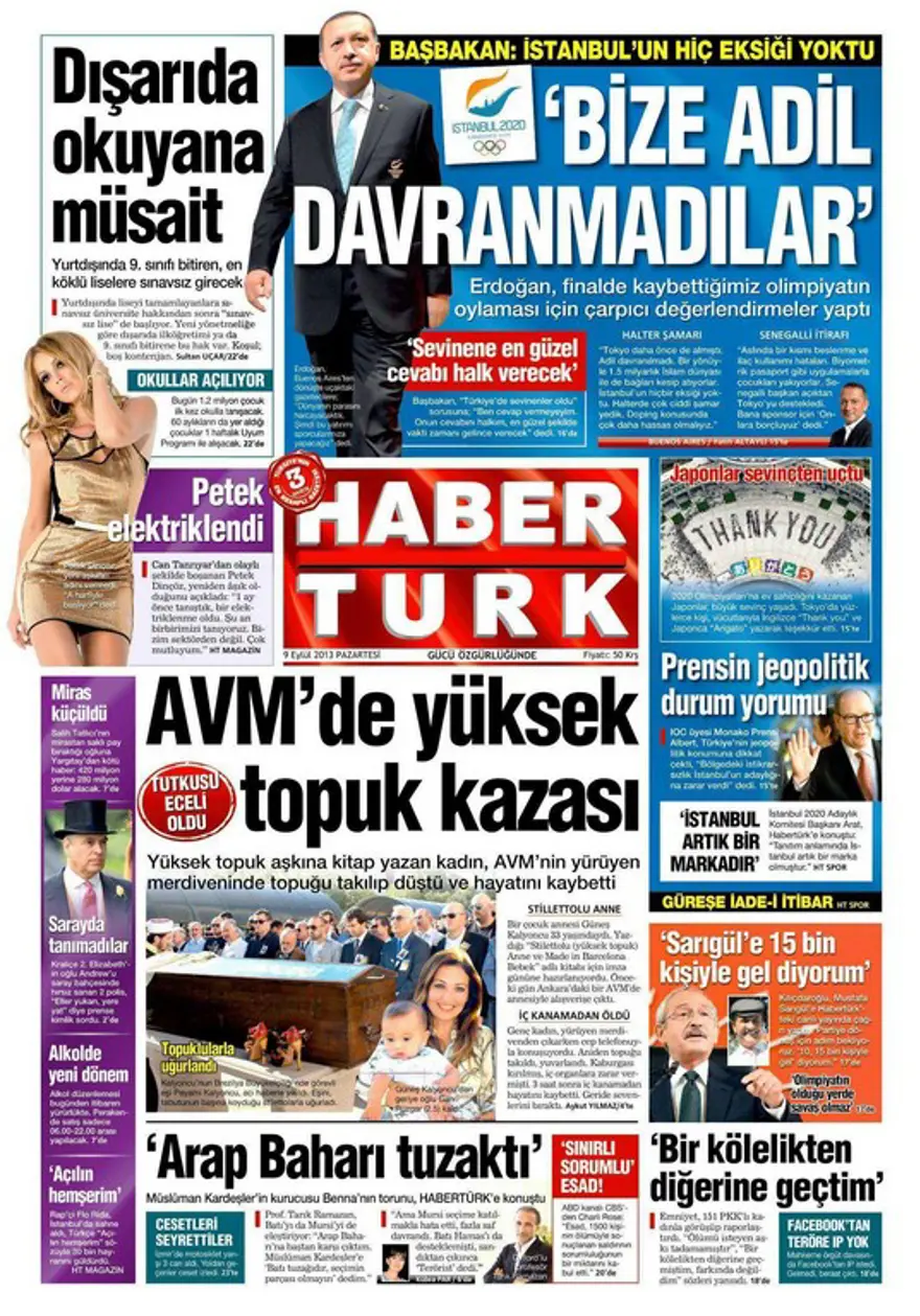 9 Eylül 2013 gazete manşetleri 8