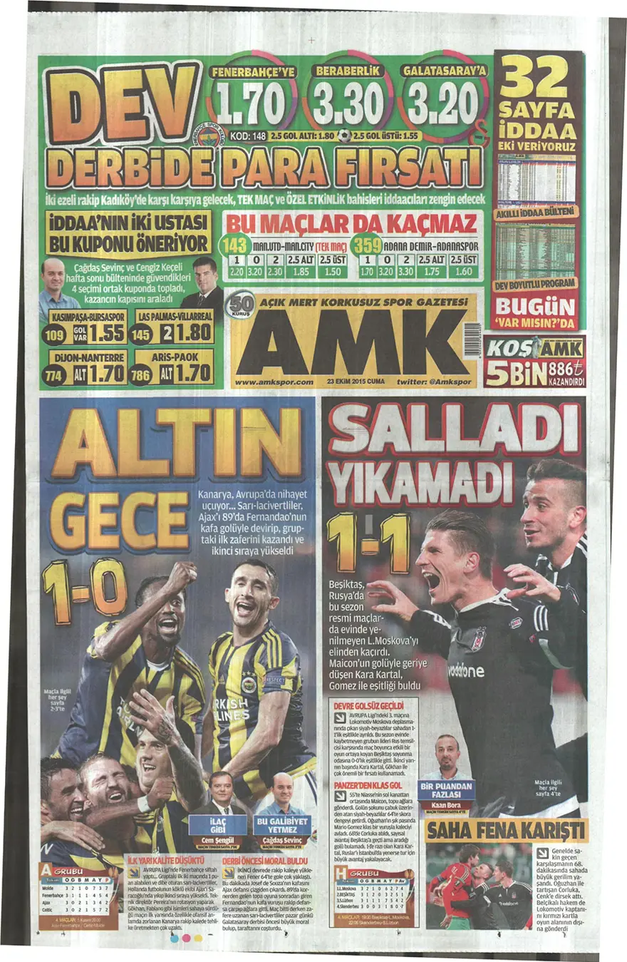 Günün gazete manşetleri - 23 Ekim 2015 21