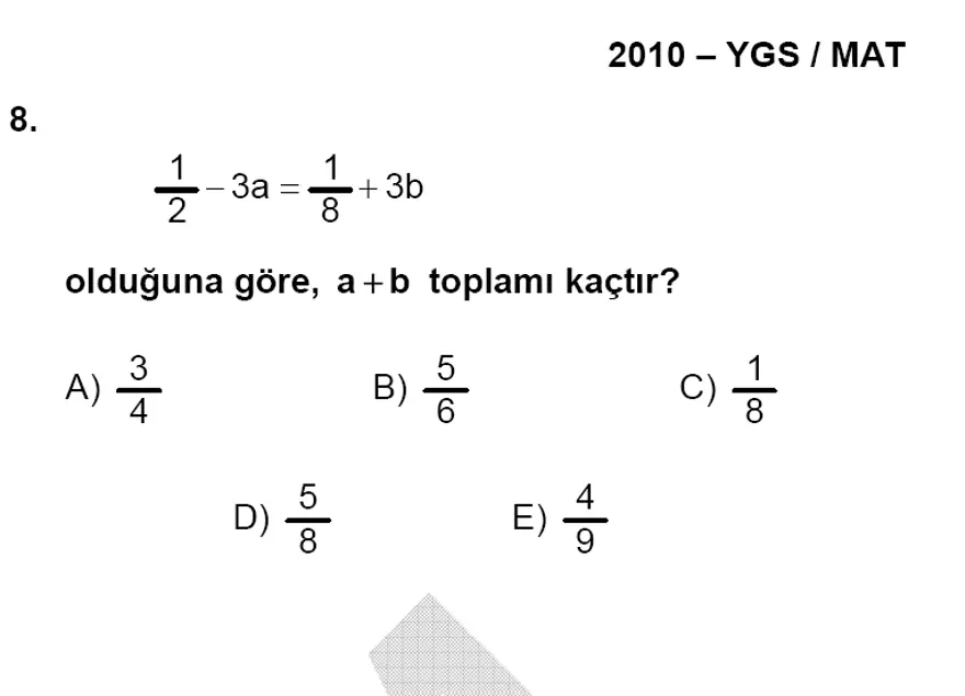 YGS Matematik soruları ve yanıtları 7