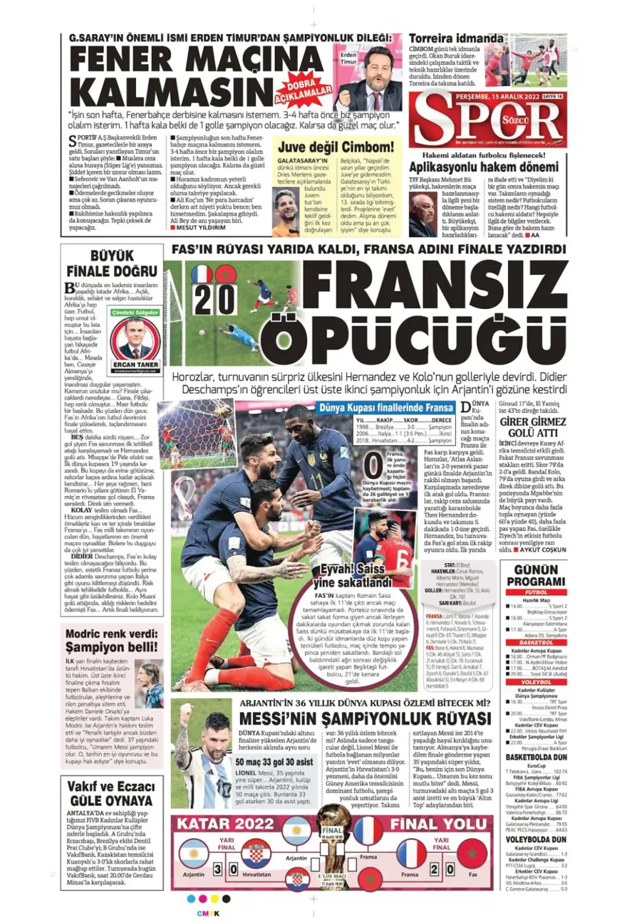 Günün spor manşetleri (15 Aralık 2022) 10 Günün spor manşetleri (15 Aralık 2022) 10