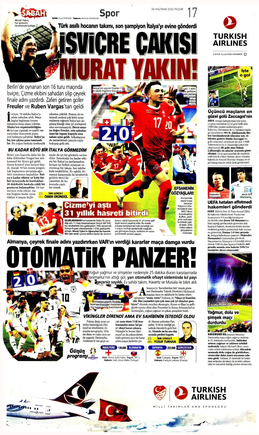 "Avusturya'ya farklı 11" (30 Haziran 2024 spor manşetleri) 27