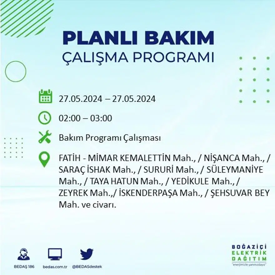 İstanbul'un 21 ilçesinde elektrik kesintisi: Elektrikler ne zaman gelecek? (27 Mayıs BEDAŞ kesinti programı) 32