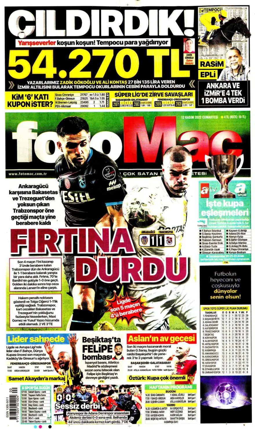 Günün spor manşetleri (12 Kasım 2022) 4