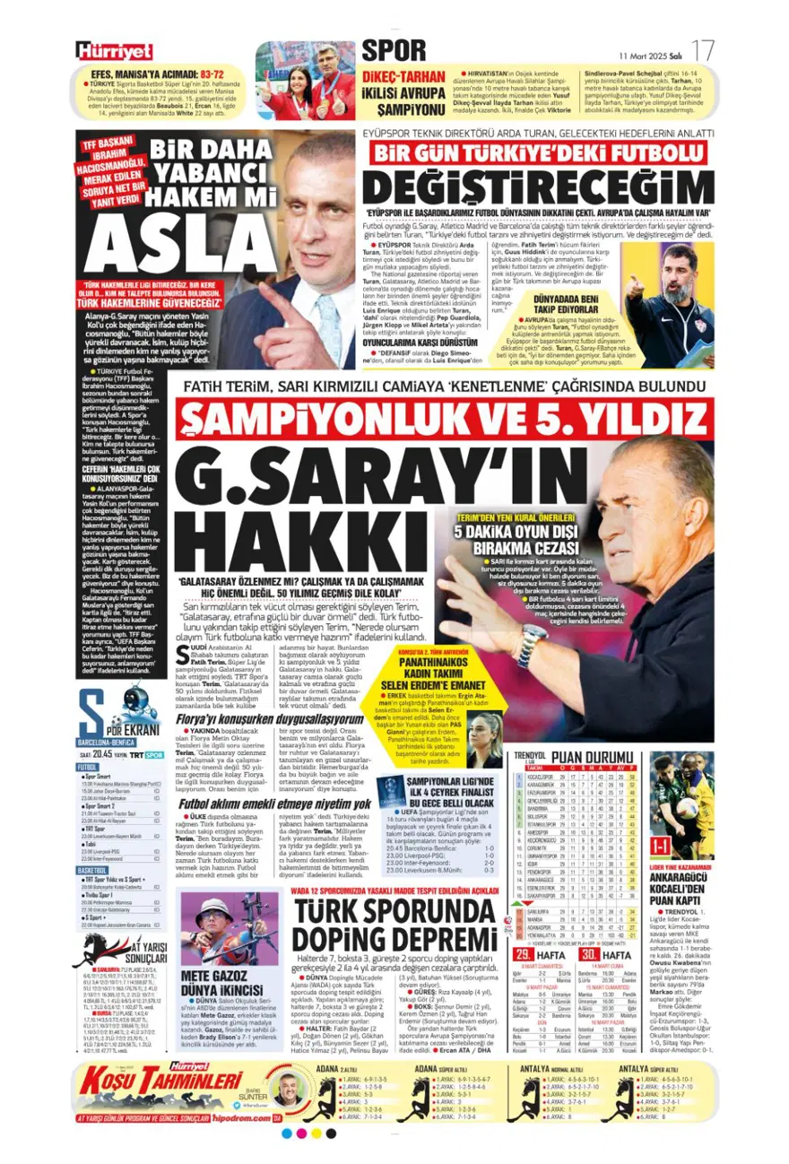 "Fener gözü kararttı" (11 Mart 2025 spor manşetleri) 17 "Fener gözü kararttı" (11 Mart 2025 spor manşetleri) 17