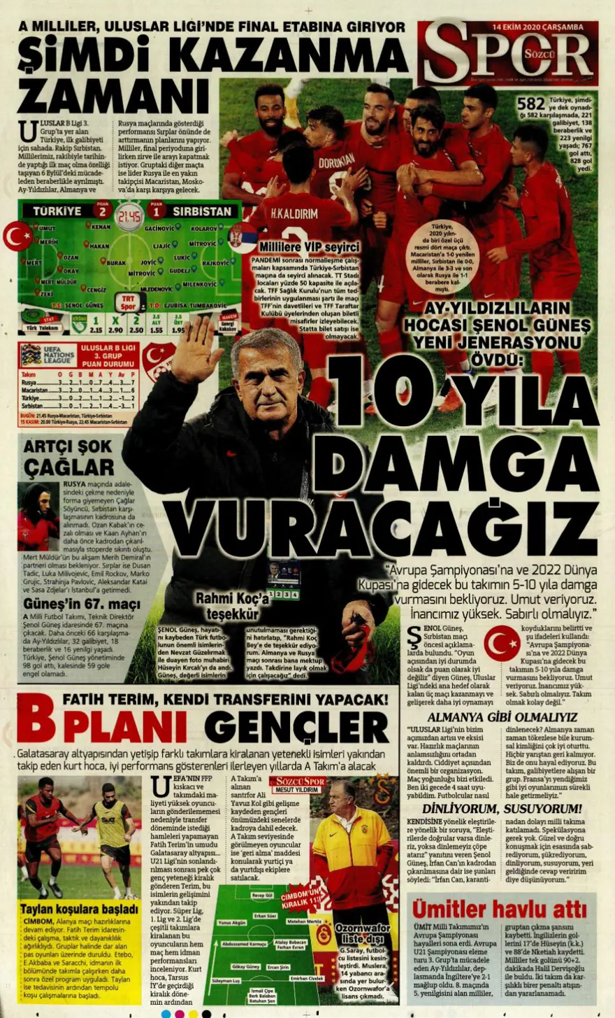 Günün spor manşetleri (14 Ekim 2020) 10