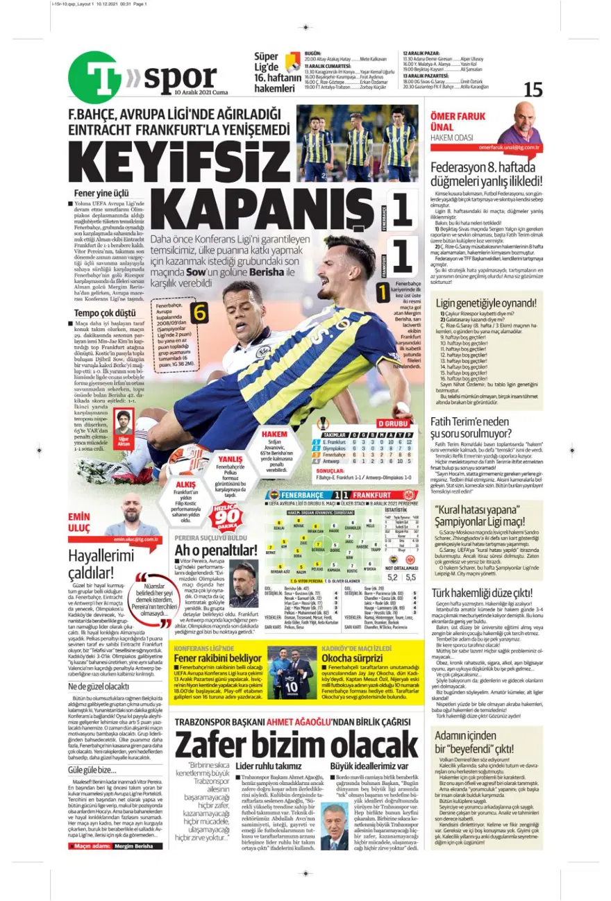 Günün spor manşetleri (10 Aralık 2021) 17