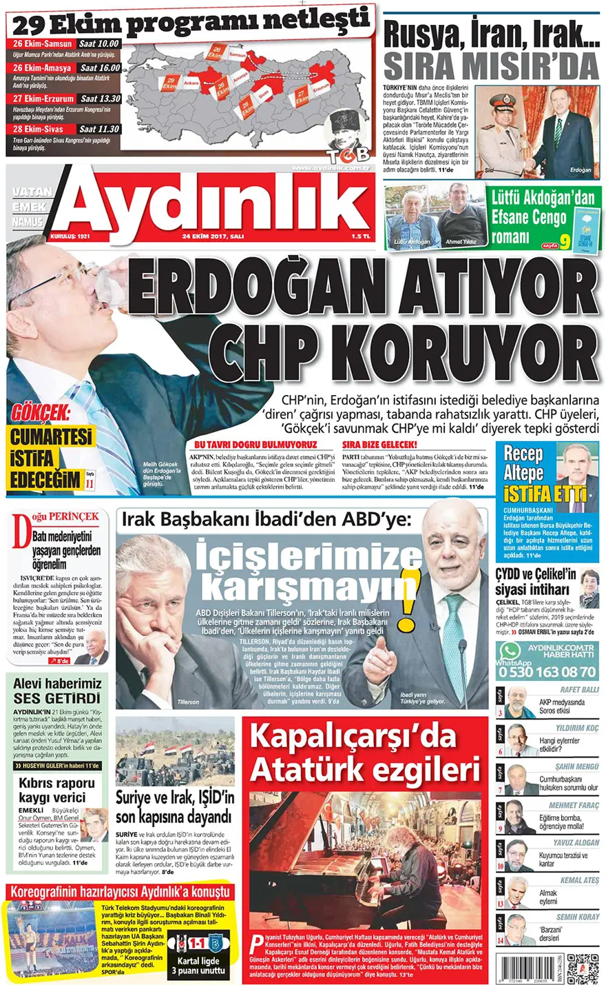 Günün gazete manşetleri - 24 Ekim 2017 12