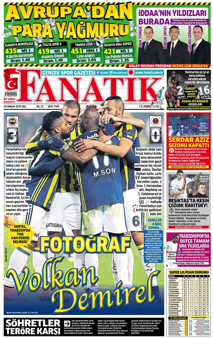 Günün gazete manşetleri - 20 Aralık 2016 19