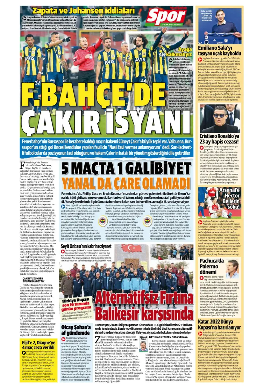 Günün spor manşetleri (23 Ocak 2019) 18