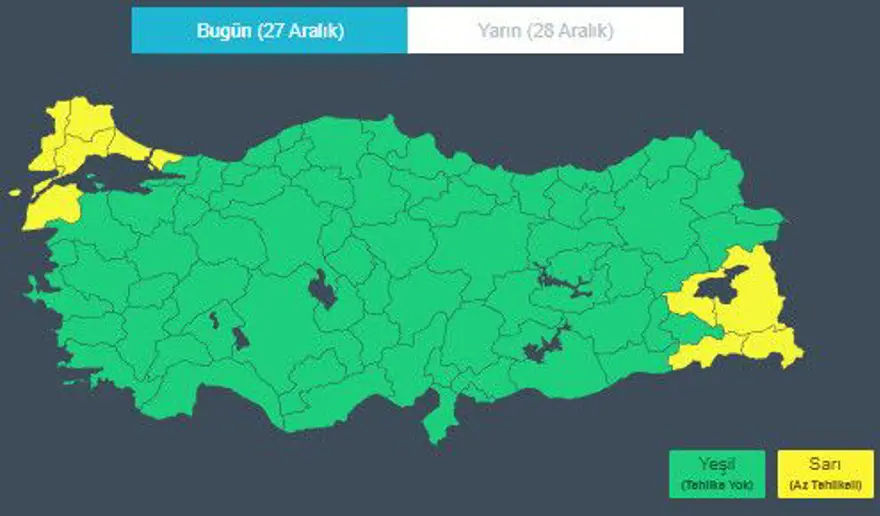 BATIDA VE DOĞUDA SARI KODLU UYARI 3 BATIDA VE DOĞUDA SARI KODLU UYARI 3