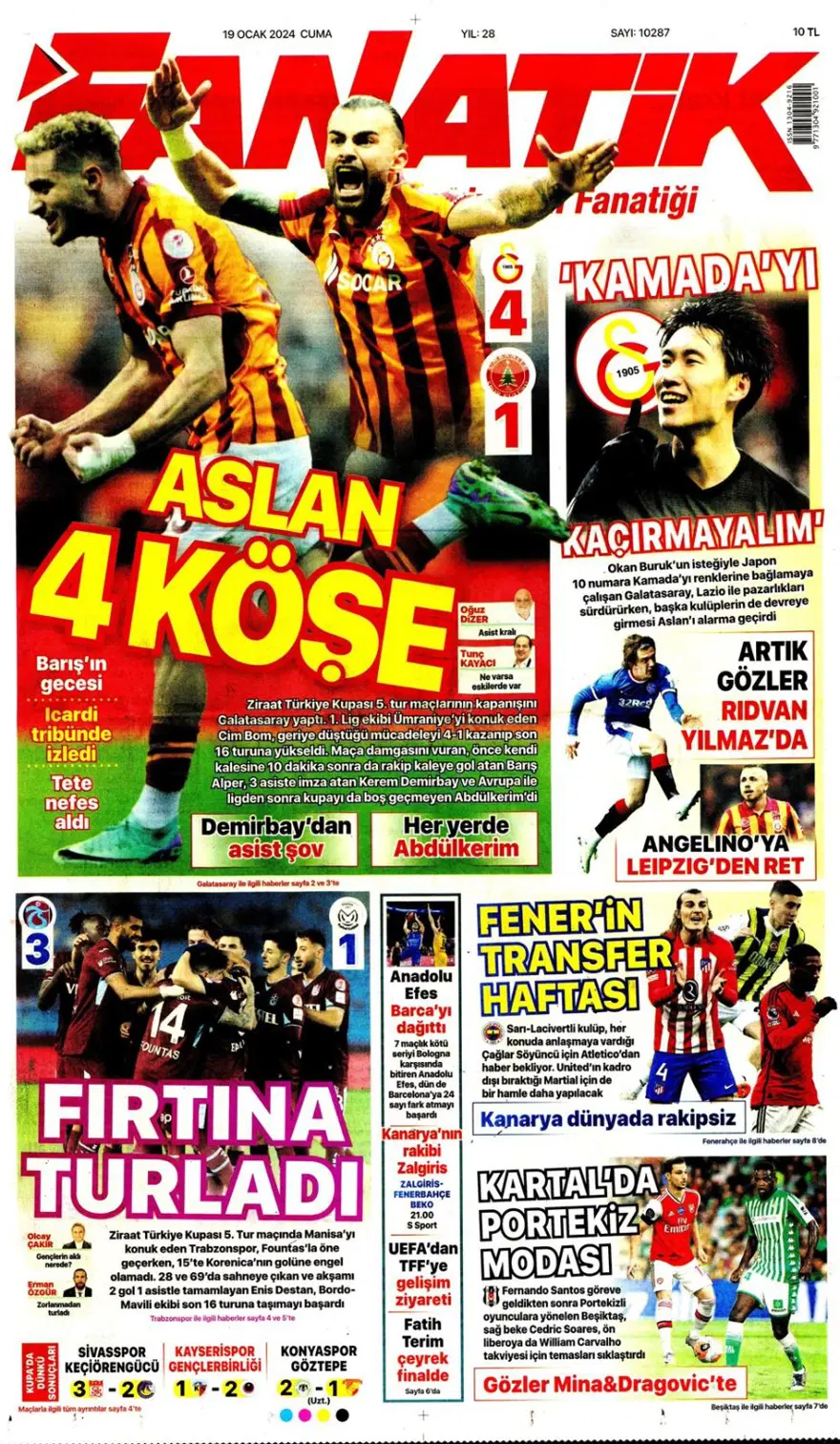 "Fenerbahçe'ye yeni Alex" (19 Ocak 2024 spor manşetleri) 4 "Fenerbahçe'ye yeni Alex" (19 Ocak 2024 spor manşetleri) 4