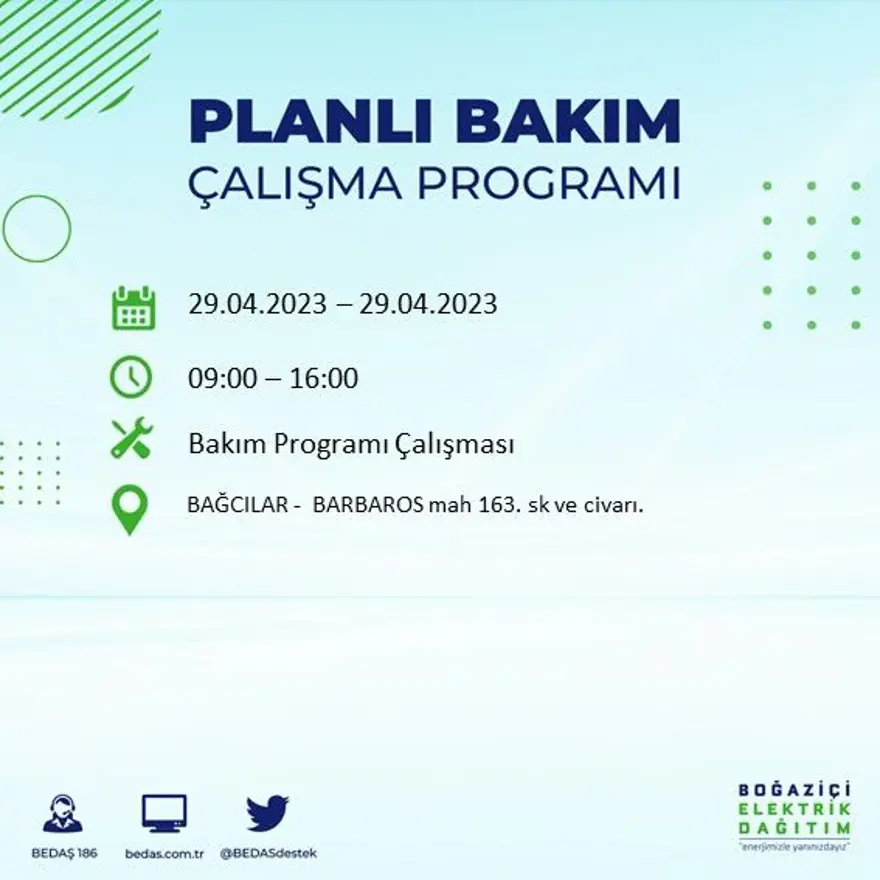 İstanbul'un 14 ilçesinde elektrik kesintisi: Elektrikler ne zaman gelecek? (29 Nisan BEDAŞ planlı elektrik kesintisi) 2
