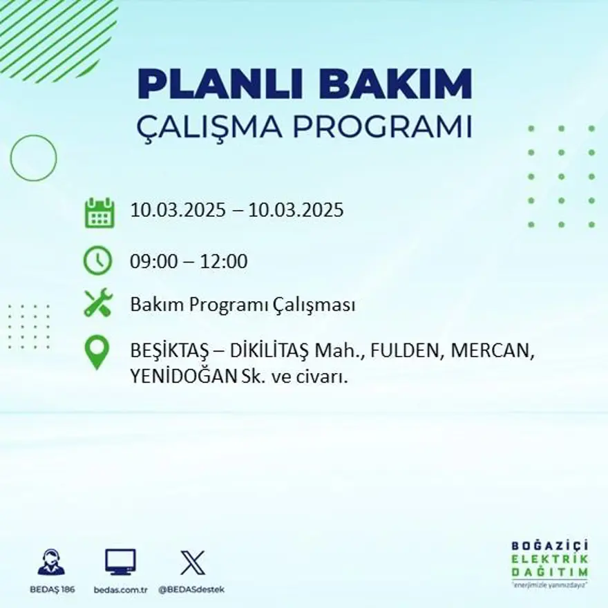 İstanbul'un 22 ilçesinde yarın elektrik kesintisi yaşanacak: Elektrikler ne zaman gelecek? (10 Mart BEDAŞ planlı kesinti programı) 18