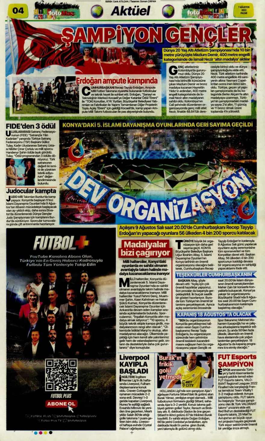 Günün spor manşetleri (7 Ağustos 2022) 8