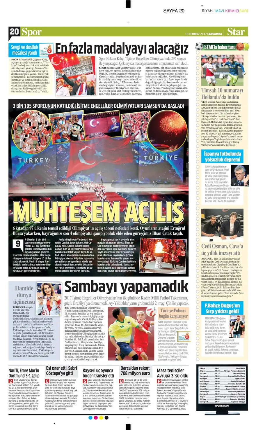 Günün spor gazeteleri (Transfer haberleri - 19 Temmuz 2017) 15