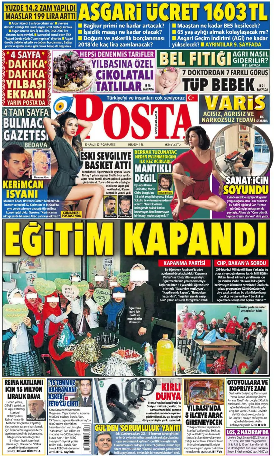 Günün gazete manşetleri - 30 Aralık 2017 8