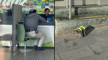 İnşaat işçisi banka şubesine çamurlu ayakkabısını çıkarıp girdi