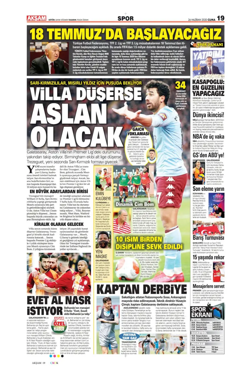 Günün spor manşetleri (26 Haziran 2020) 3