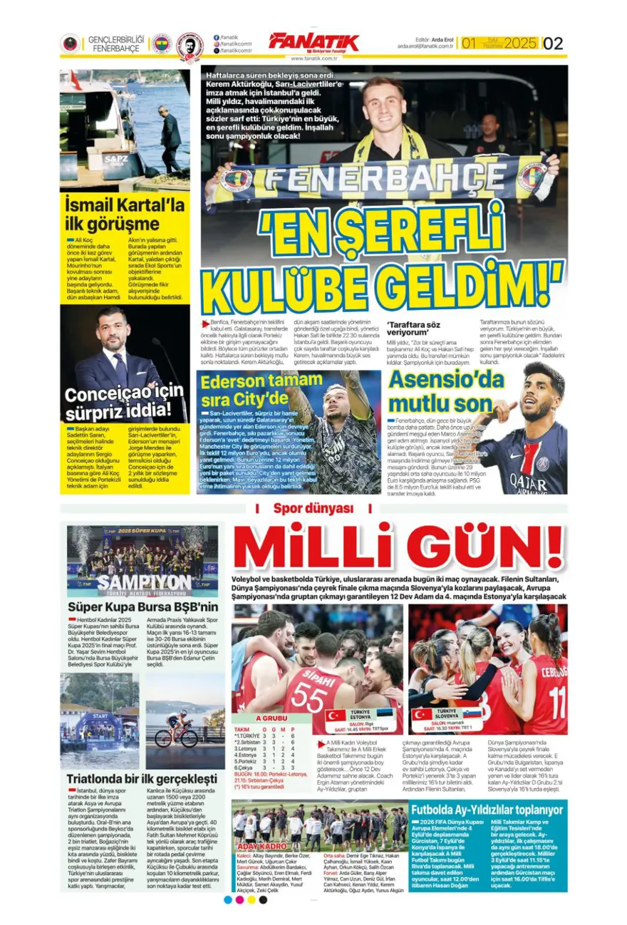 "Acıların takımı" (1 Eylül spor manşetleri) 1
