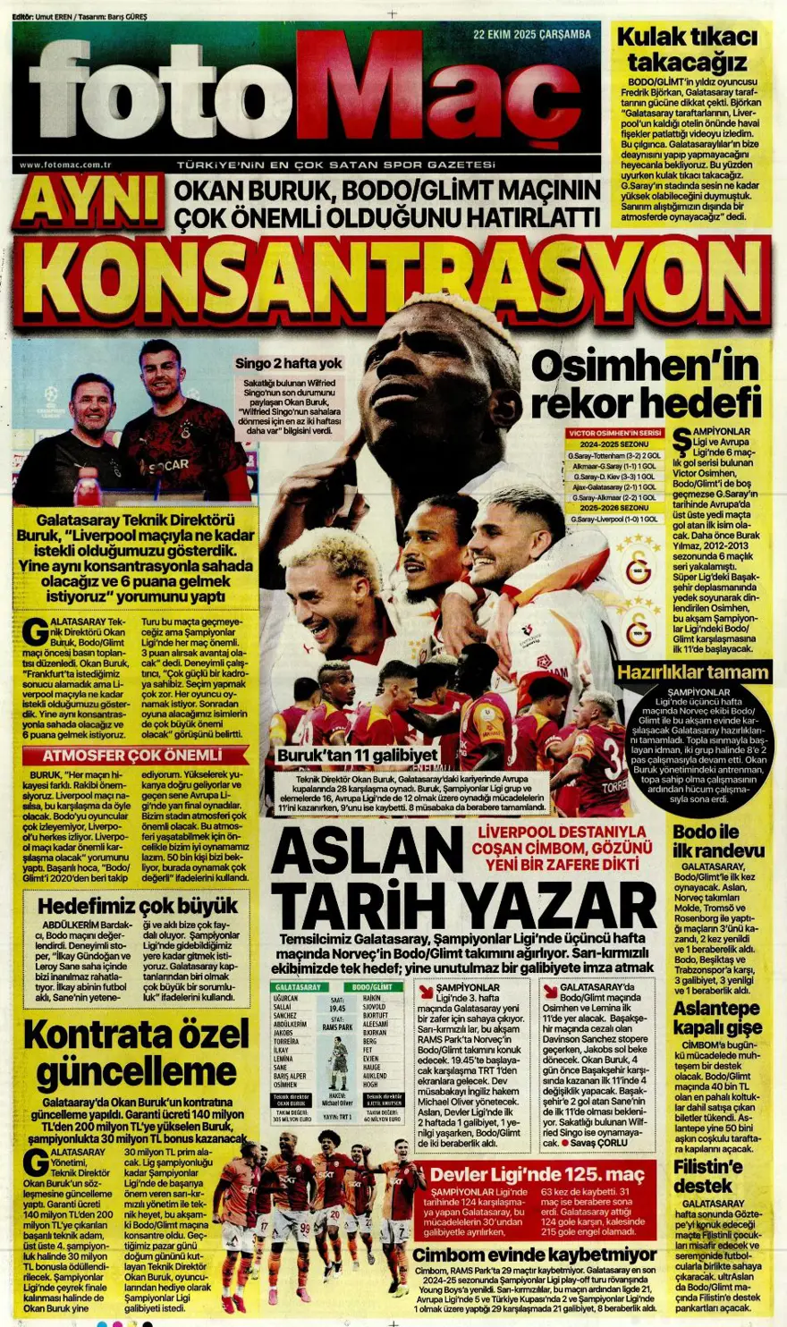 "Viking'i yen Avrupa'yı titret" (22 Ekim 2025 spor manşetleri) 10