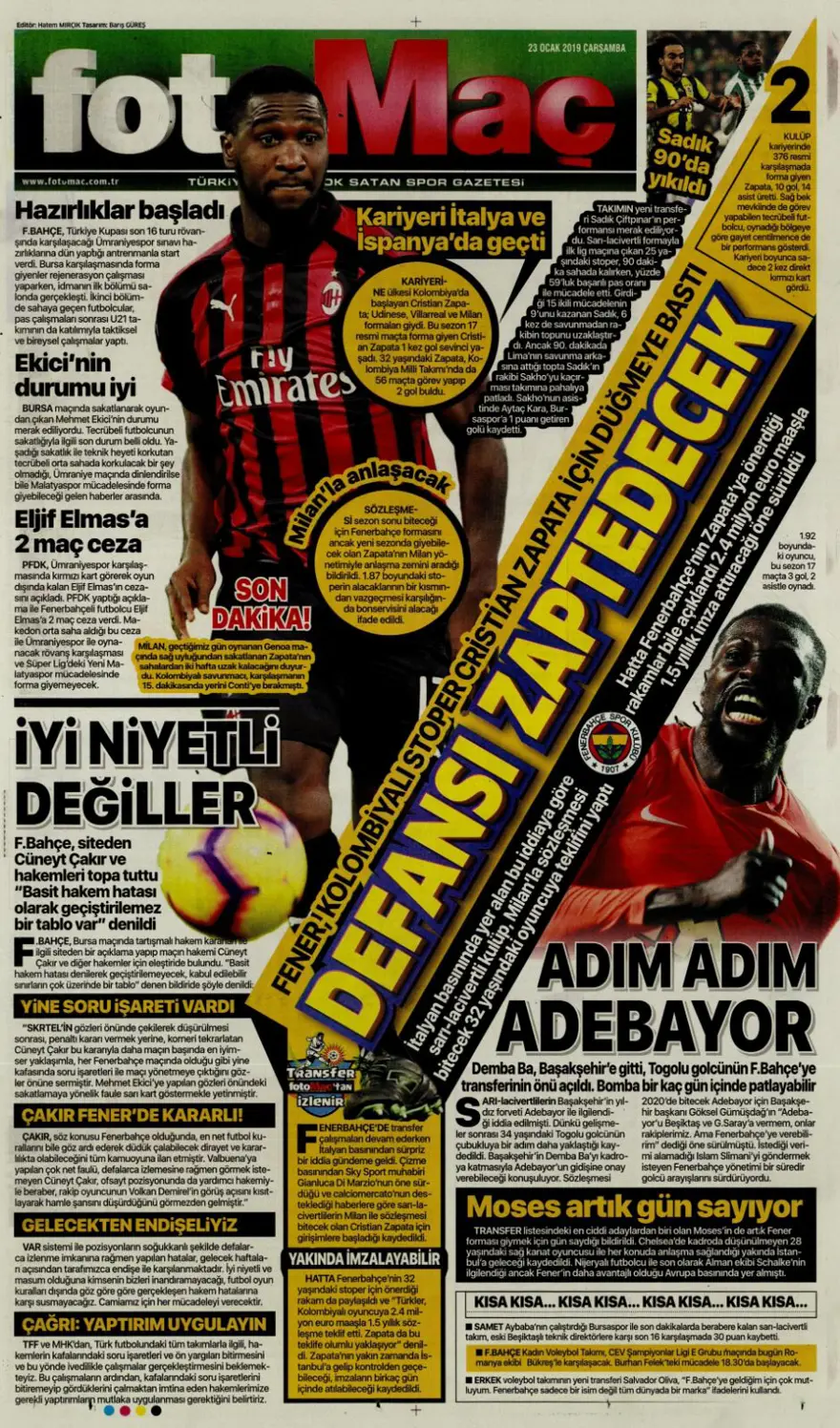 Günün spor manşetleri (23 Ocak 2019) 8