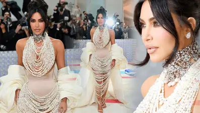Kim Kardashian'ın Met Gala elbisesini yapmak için 50 bin tane inci kullanıldı